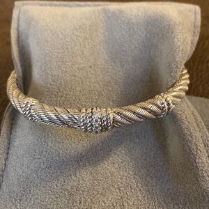 Judith Ripka 925 Sterling Silver Diamonique CZ stackable QVC Cuff Bracelet